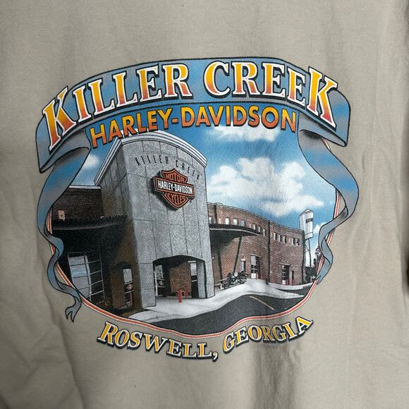 Harley Davidson Men's Tan Killer Creek Roswell Georgia Graphic T-Shirt Size XL - Picture 5 of 6